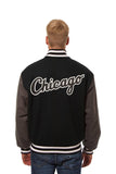 Chicago White Sox Two-Tone Wool Jacket w/ Handcrafted Leather Logos - Black/Gray