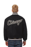 Chicago White Sox Wool Jacket w/ Handcrafted Leather Logos - Black