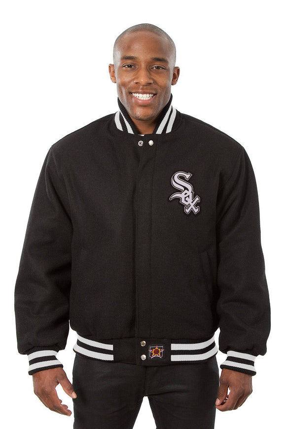 Chicago White Sox Embroidered Wool Jacket - Black