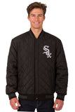 Chicago White Sox Wool & Leather Reversible Jacket w/ Embroidered Logos - Charcoal/Black