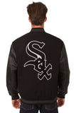 Chicago White Sox Wool & Leather Reversible Jacket w/ Embroidered Logos - Black