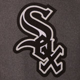 Chicago White Sox Wool & Leather Reversible Jacket w/ Embroidered Logos - Charcoal/Black