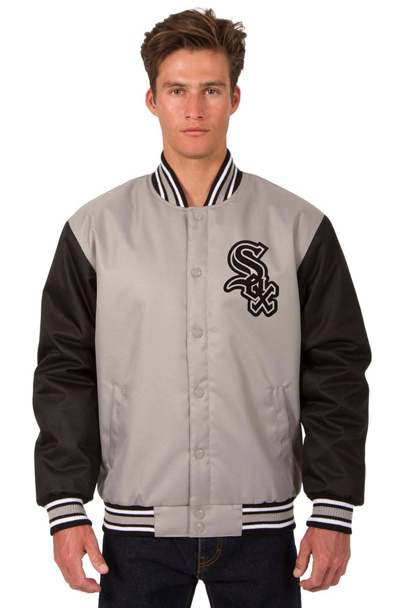 Chicago White Sox Poly Twill Varsity Jacket - Gray/Black