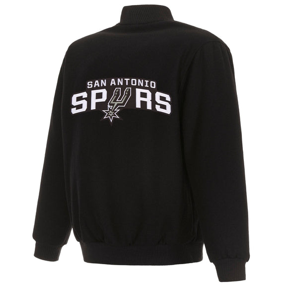 San Antonio Spurs Reversible Wool Jacket -  Embroidered Logos JH Design-Black