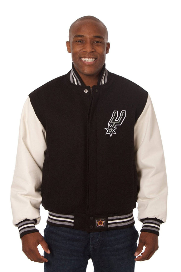 San Antonio Spurs Domestic Two-Tone Wool and Leather Jacket-Black