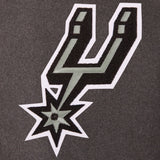 San Antonio Spurs Wool & Leather Reversible Jacket w/ Embroidered Logos - Charcoal/Black