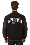 San Antonio Spurs Wool & Leather Reversible Jacket w/ Embroidered Logos - Black