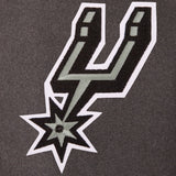 San Antonio Spurs Wool & Leather Reversible Jacket w/ Embroidered Logos - Charcoal/Black