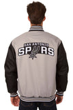 San Antonio Spurs Poly Twill Varsity Jacket - Gray/Black