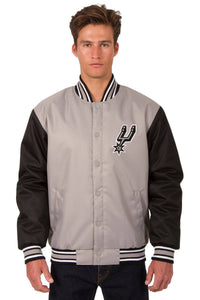 San Antonio Spurs Poly Twill Varsity Jacket - Gray/Black