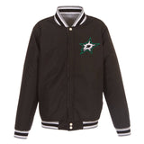 NHL Dallas Stars JH Design Two-Tone Reversible Fleece Jacket - Gray/Black