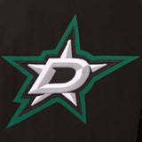 Dallas Stars Wool & Leather Reversible Jacket w/ Embroidered Logos - Black