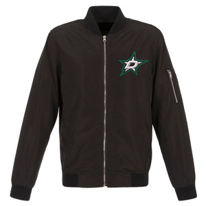 Dallas Stars JH Design Lightweight Nylon Bomber Jacket – Black