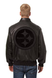 Pittsburgh Steelers JH Design Tonal All Leather Jacket - Black/Black