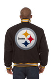 Pittsburgh Steelers JH Design Wool Handmade Full-Snap Jacket-Black - J.H. Sports Jackets
