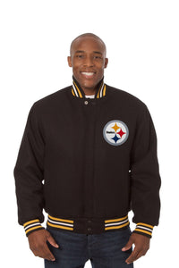 Pittsburgh Steelers JH Design Wool Handmade Full-Snap Jacket-Black