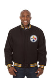 Pittsburgh Steelers JH Design Wool Handmade Full-Snap Jacket-Black