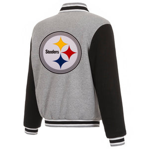 Pittsburgh Steelers Two-Tone Reversible Fleece Jacket - Gray/Black