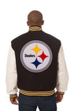 Pittsburgh Steelers Two-Tone Wool and Leather Jacket - Black/White