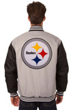 Pittsburgh Steelers Poly Twill Varsity Jacket - Gray/Black