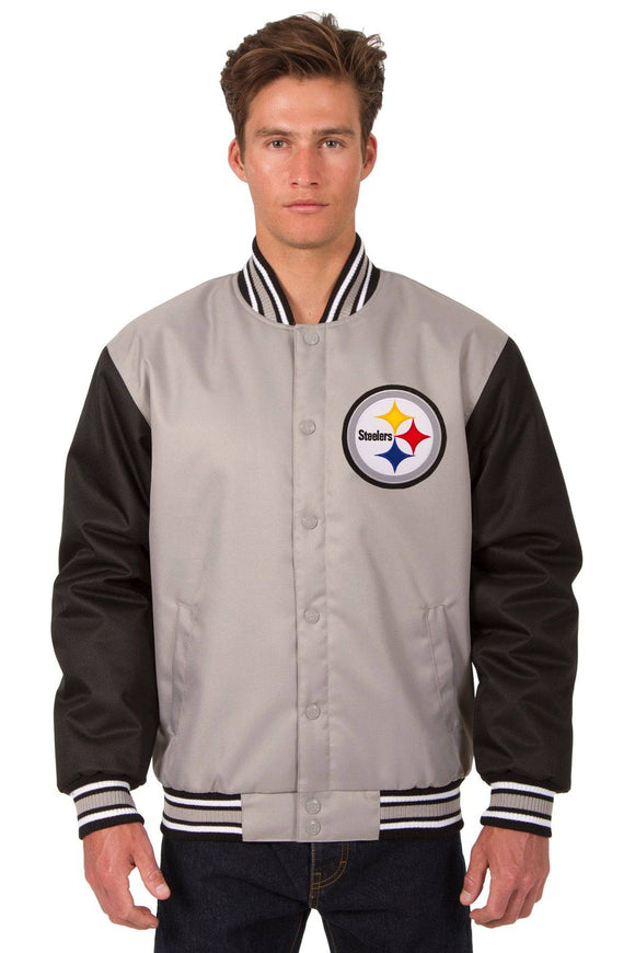 Pittsburgh Steelers Poly Twill Varsity Jacket - Gray/Black