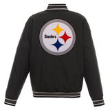 Pittsburgh Steelers Poly Twill Varsity Jacket - Black