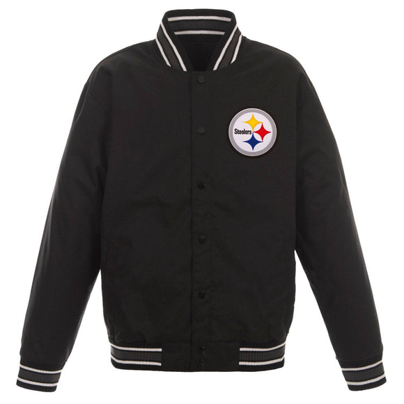 Pittsburgh Steelers Poly Twill Varsity Jacket - Black