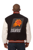 Phoenix Suns Domestic Two-Tone Handmade Wool and Leather Jacket-Black/White