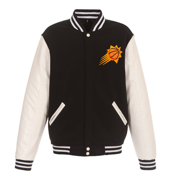 Phoenix Suns Two-Tone Reversible Fleece Jacket - Black/White - J.H. Sports Jackets