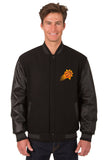 Phoenix Suns Wool & Leather Reversible Jacket w/ Embroidered Logos - Black