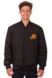 Phoenix Suns Wool & Leather Reversible Jacket w/ Embroidered Logos - Black