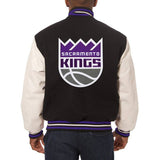 Sacramento Kings Domestic Two-Tone Wool and Leather Jacket-Black