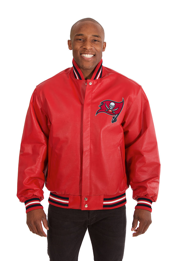 Tampa Bay Buccaneers JH Design Handmade Full Leather Jacket-Red - J.H. Sports Jackets