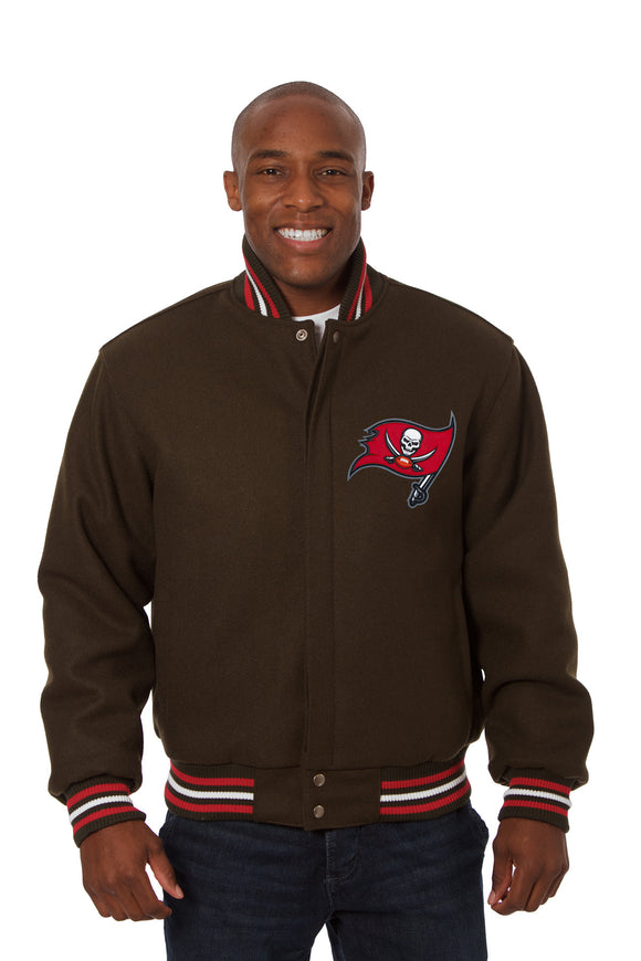 Tampa Bay Buccaneers JH Design Wool Handmade Full-Snap Jacket-Black - J.H. Sports Jackets