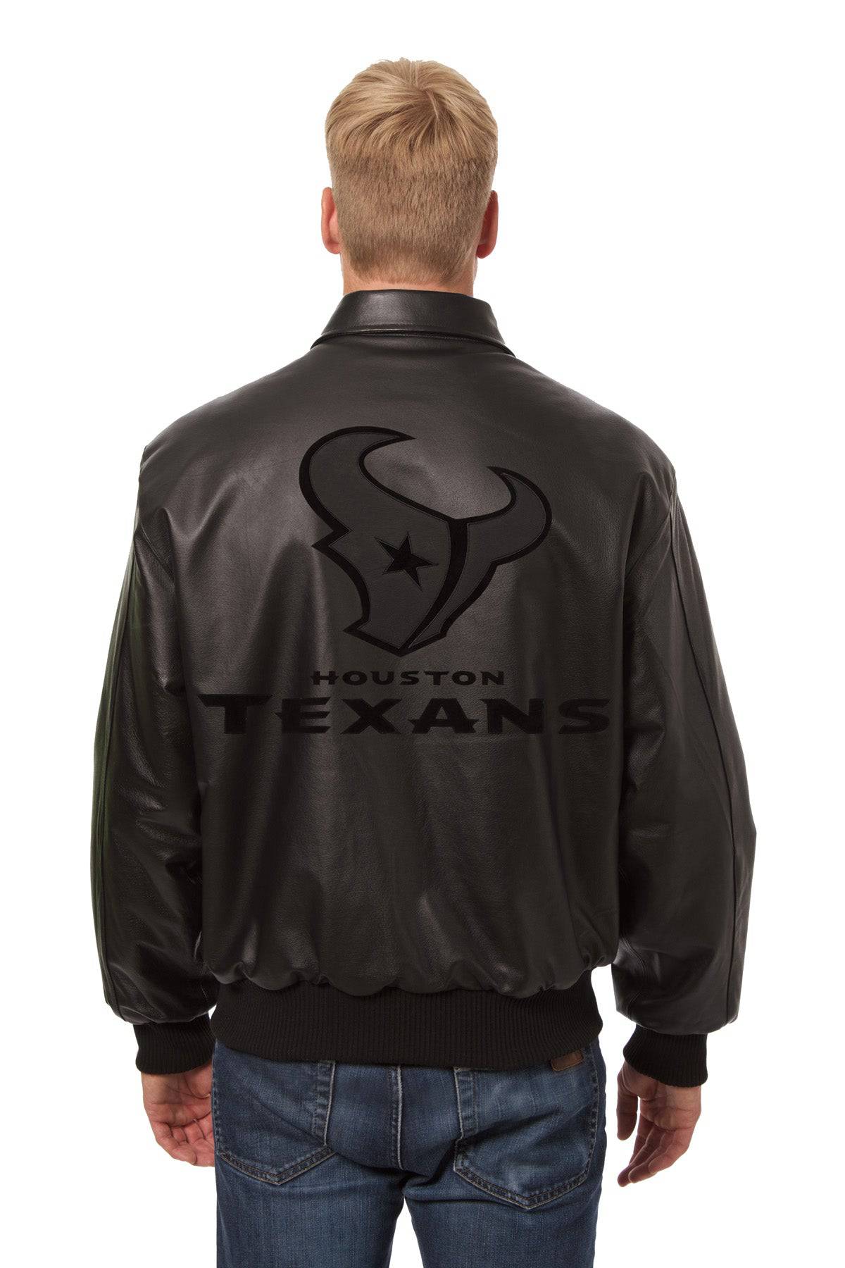 Houston Texans JH Design Tonal All Leather Jacket - Black/Black