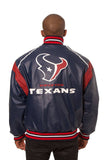 Houston Texans JH Design All Leather Jacket - Navy/Red