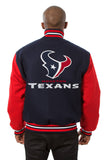 Houston Texans JH Design Wool Handmade Full-Snap Jacket-Navy/Red