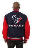 Houston Texans JH Design Wool Handmade Full-Snap Jacket-Navy/Red - J.H. Sports Jackets