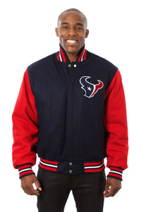 Houston Texans JH Design Wool Handmade Full-Snap Jacket-Navy/Red