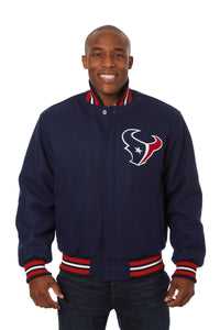 Houston Texans JH Design Wool Handmade Full-Snap Jacket-Navy - J.H. Sports Jackets