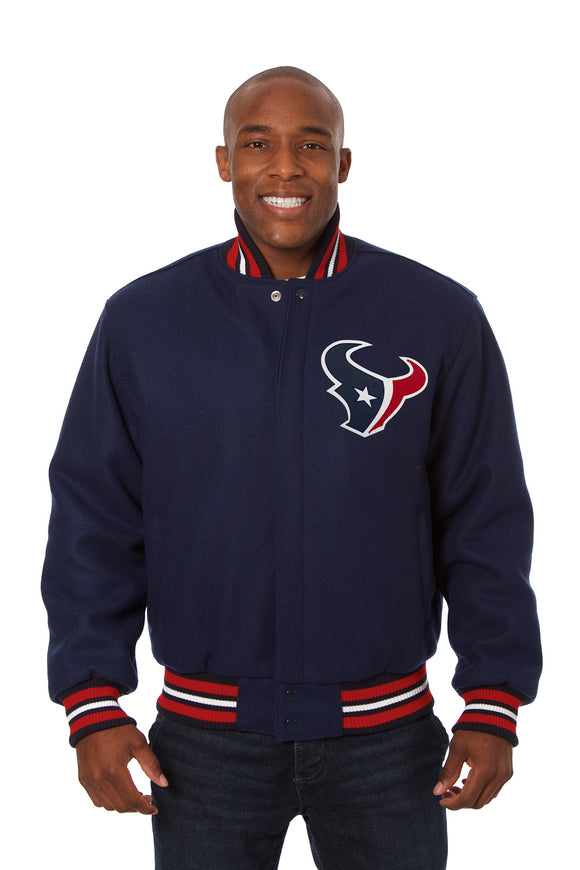 Houston Texans JH Design Wool Handmade Full-Snap Jacket-Navy - J.H. Sports Jackets