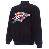 Oklahoma City Thunder Reversible Wool Jacket - Embroidered Logos JH Design Black