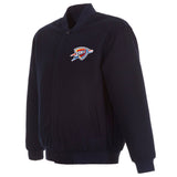 Oklahoma City Thunder Reversible Wool Jacket - Embroidered Logos JH Design Black