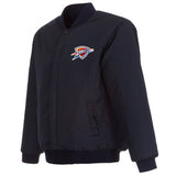 Oklahoma City Thunder Reversible Wool Jacket - Embroidered Logos JH Design Black