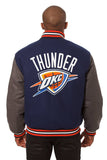 Oklahoma City Thunder Embroidered Handmade Wool Jacket - Navy/Grey