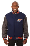 Oklahoma City Thunder Embroidered Handmade Wool Jacket - Navy/Grey