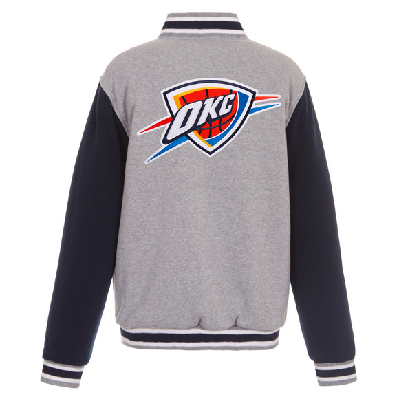 Oklahoma City Thunder JH Design Two-Tone Reversible Fleece Jacket - Gray/Navy