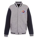 Oklahoma City Thunder JH Design Two-Tone Reversible Fleece Jacket - Gray/Navy