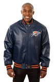 Oklahoma City Thunder Full Leather Jacket - Navy