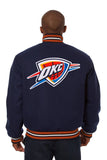 Oklahoma City Thunder Embroidered Handmade Wool Jacket - Navy